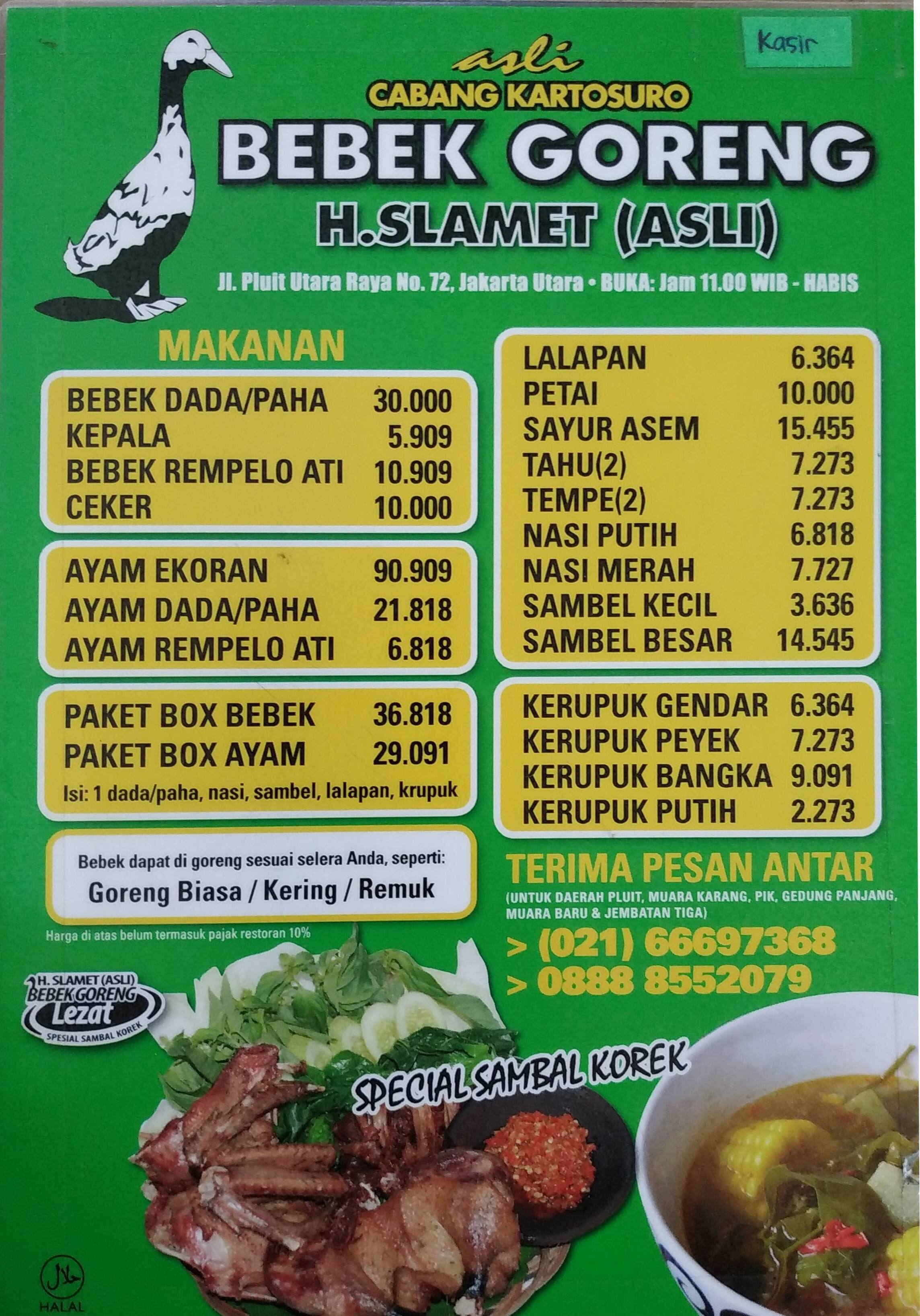 Bebek Goreng H Slamet Pluit Jakarta