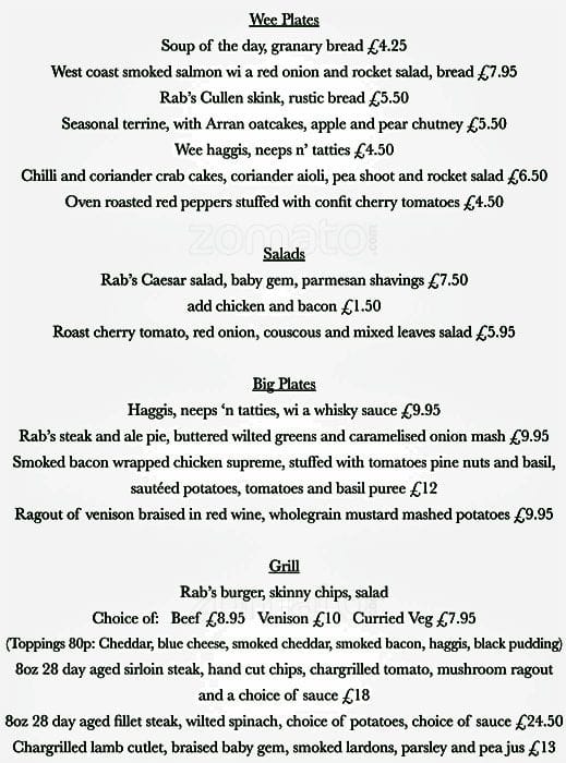 Rab Ha's Menu, Menu for Rab Ha's, Merchant City, Glasgow - Zomato UK