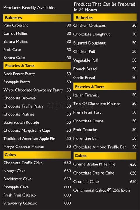 Menu At Radisson Hotel Indore 7207