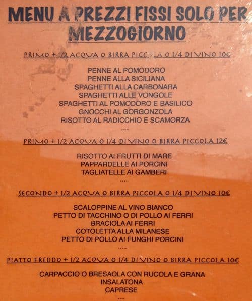 Menu di Da Massimo 