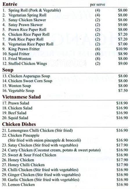 Hoang Kim Vietnamese Cafe Restaurant Menu Urbanspoonzomato - 