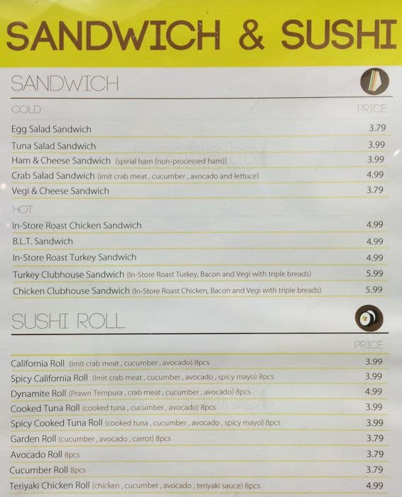 Menu at Gateway Java cafe, Surrey