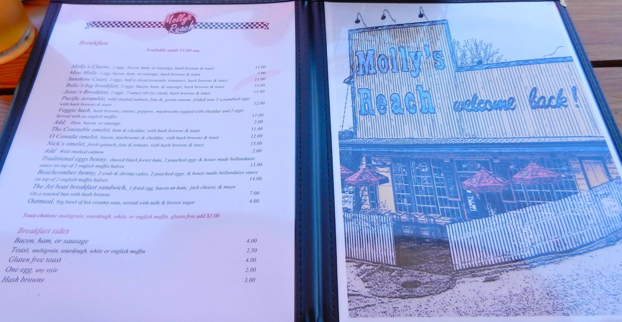Molly's Reach Menu, Menu for Molly's Reach, Gibsons, Gibsons