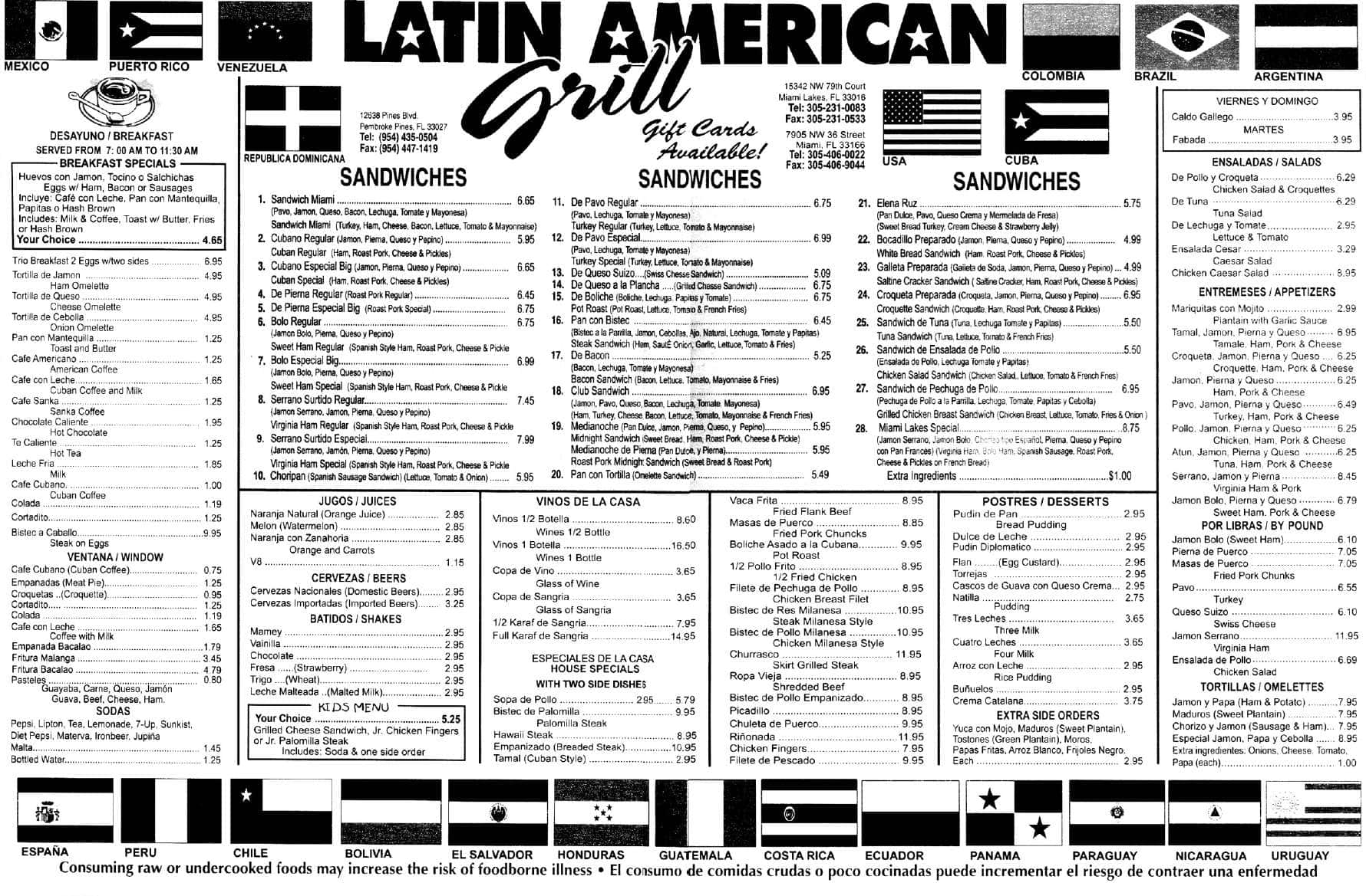 Latin America Menu 104