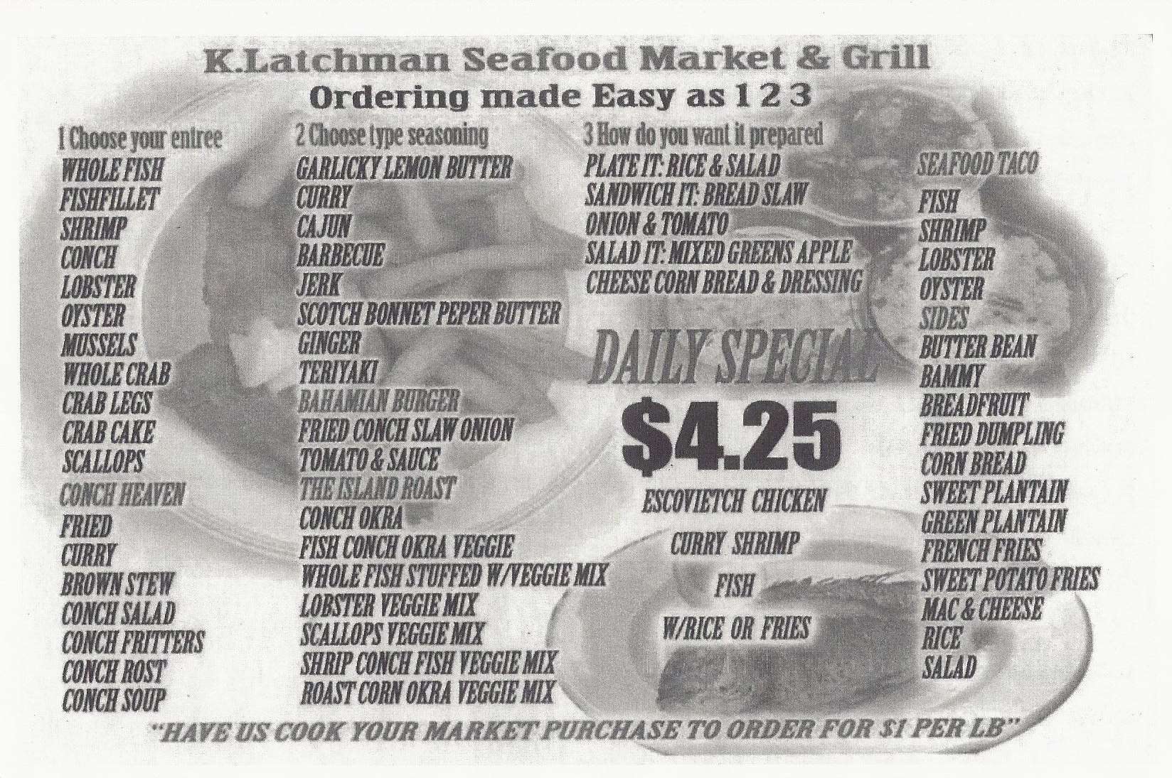 K. Latchman Seafood Market & Grill Menu Urbanspoon/Zomato