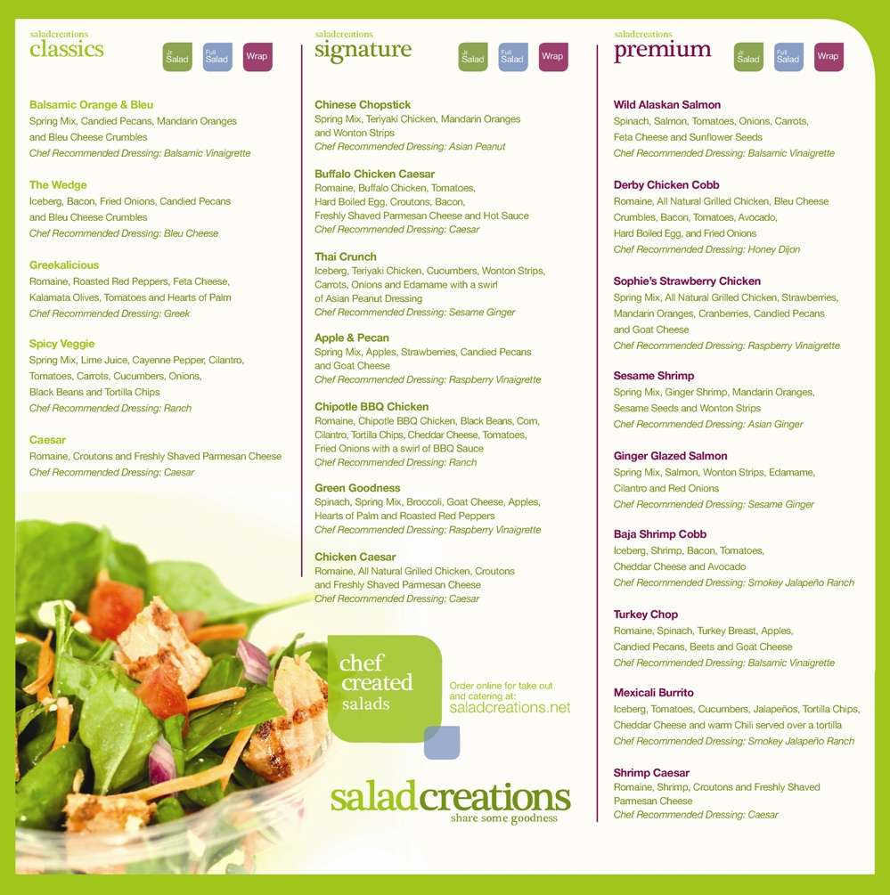 Salad Creations Menu, Menu for Salad Creations, Oakland Park/Wilton ...