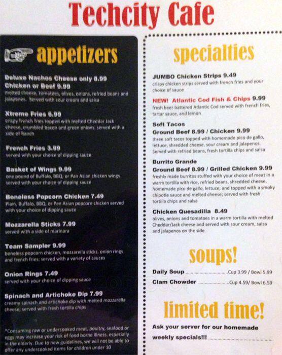 Tech City Bowl Cafe Menu, Menu for Tech City Bowl Cafe, Kirkland