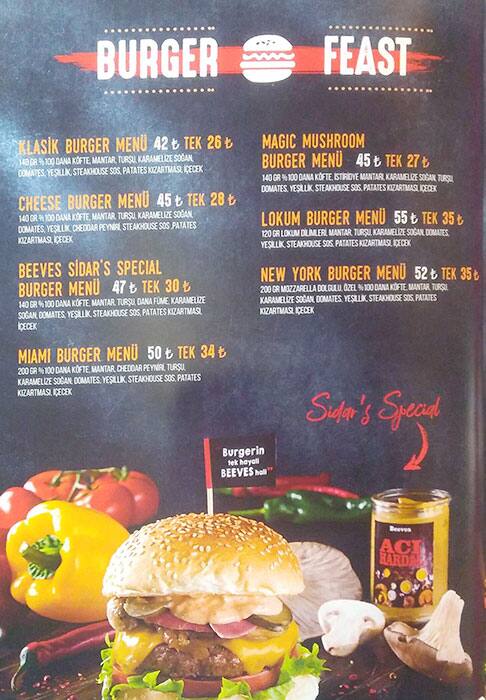 beeves burger steakhouse menu