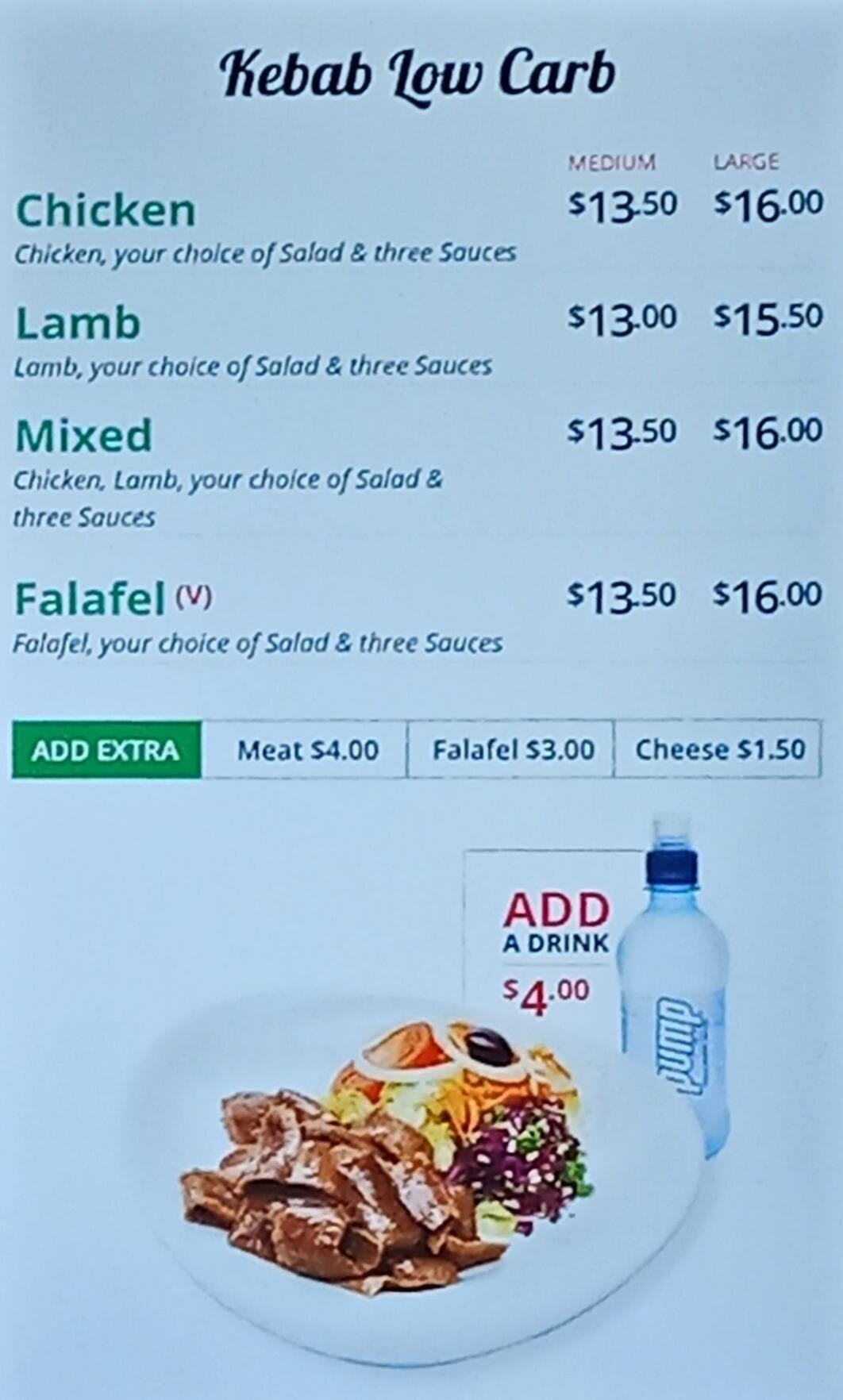 Menu at Kebabs On Queen fast food, Auckland, 300A Queen St