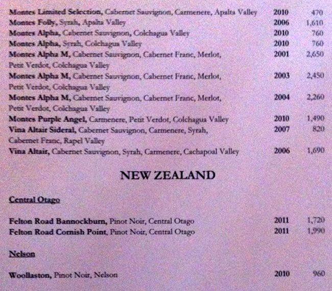 Menu at The Wine Cellar, Jakarta, The Residences at Dharmawangsa Jl