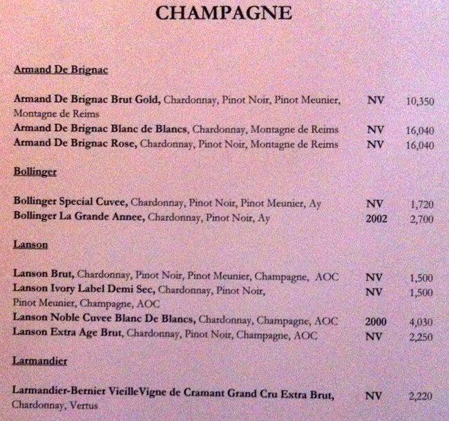 Menu at The Wine Cellar, Jakarta, The Residences at Dharmawangsa Jl