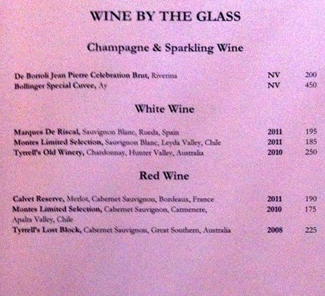 Menu at The Wine Cellar, Jakarta, The Residences at Dharmawangsa Jl