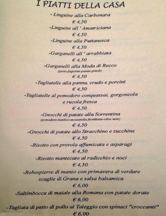 Menu di Non Solo Pizza 