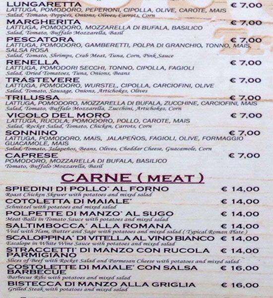 Menu di I Baccanali - Porta di Roma 