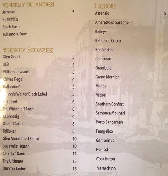 Menu di I Baccanali - Porta di Roma 