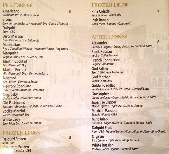 Menu di I Baccanali - Porta di Roma 