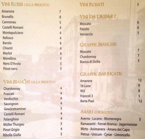 Menu di I Baccanali - Porta di Roma 