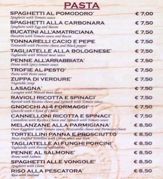 Menu di I Baccanali - Porta di Roma 