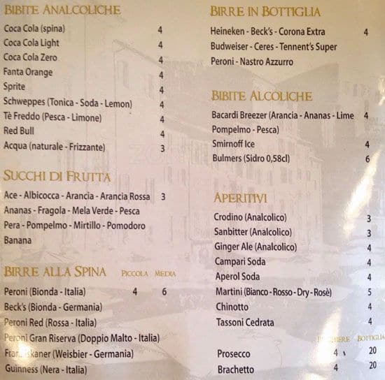 Menu di I Baccanali - Porta di Roma 