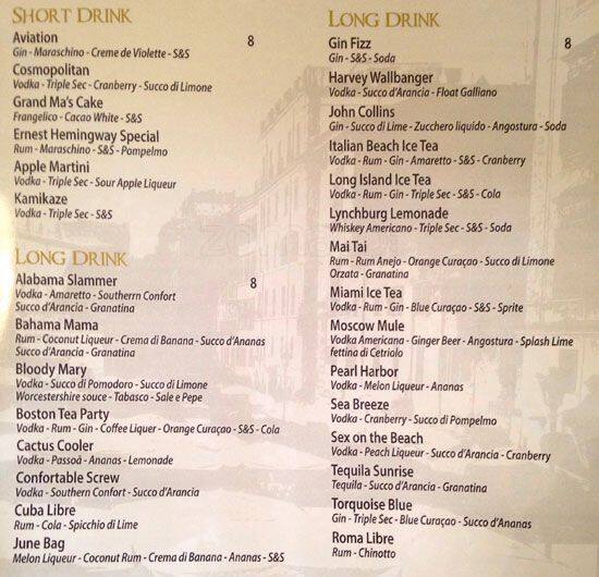 Menu di I Baccanali - Porta di Roma 