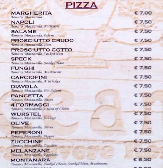 Menu di I Baccanali - Porta di Roma 