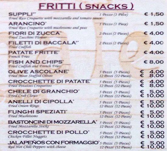 Menu di I Baccanali - Porta di Roma 