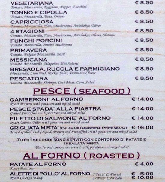 Menu di I Baccanali - Porta di Roma 