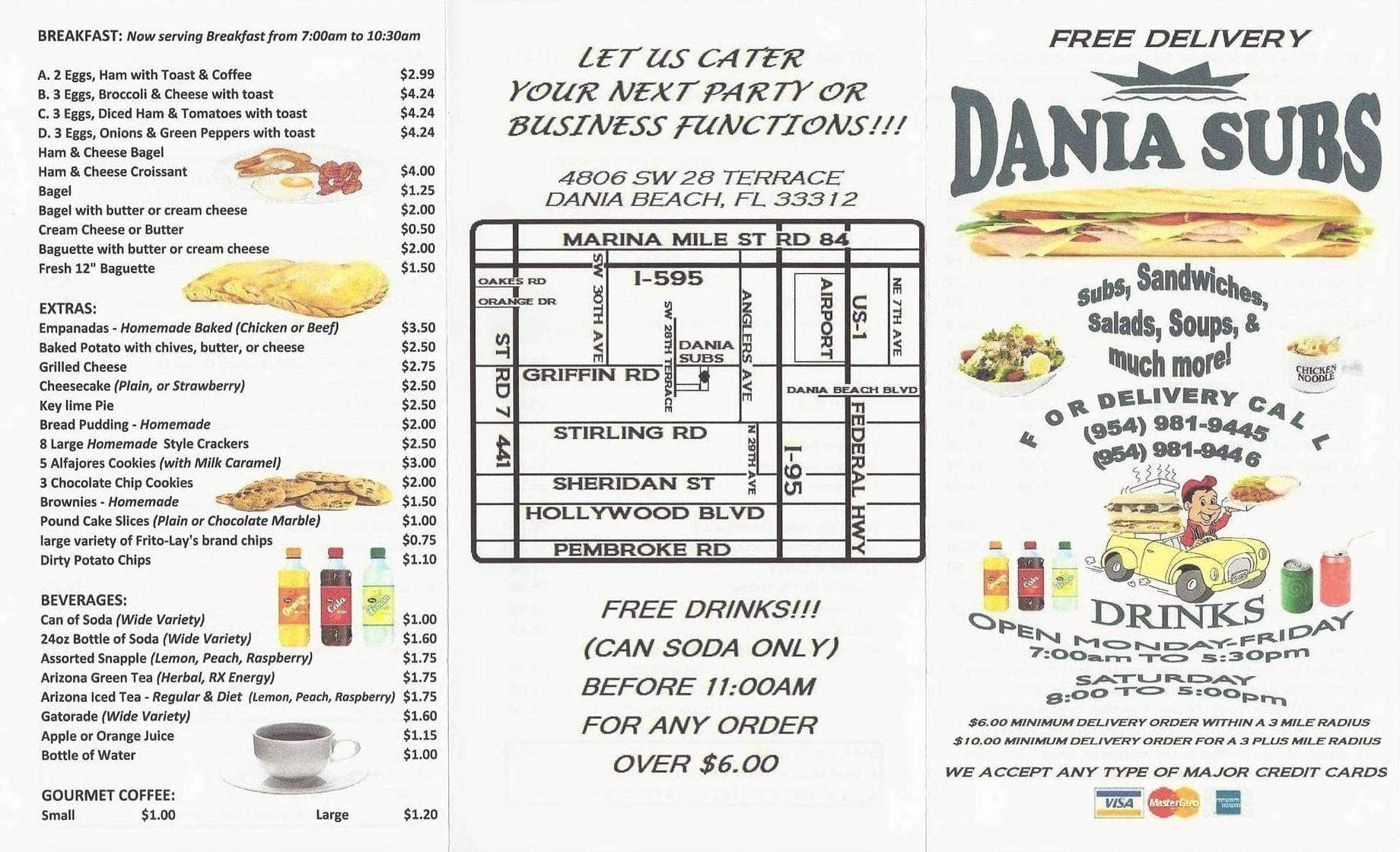 Dania Subs Shop Menu, Menu for Dania Subs Shop, Dania Beach, Miami