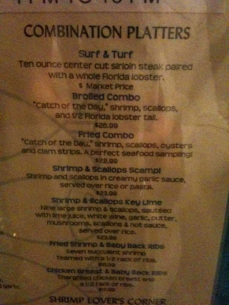 The Fish House Menu Menu For The Fish House Key Largo Florida Keys