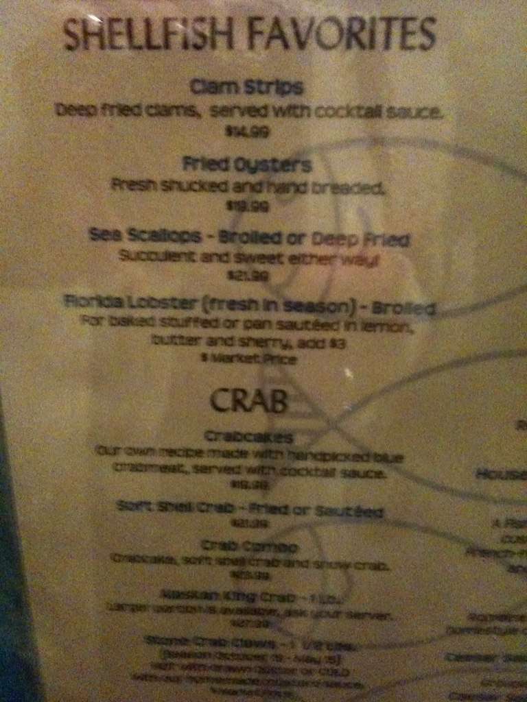 Menu At The Fish House Pub And Bar Key Largo