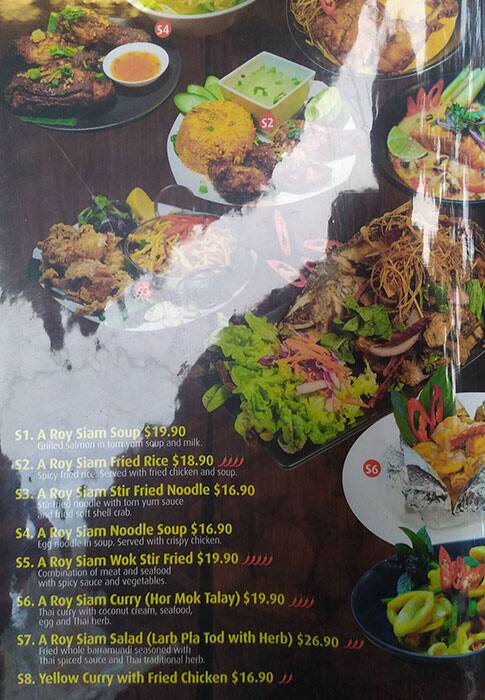 Roy Siam Thai Viet Restaurant Menu