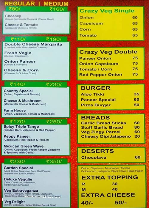 Menu of Delhi Pizza, Mayur Vihar Phase 1, New Delhi