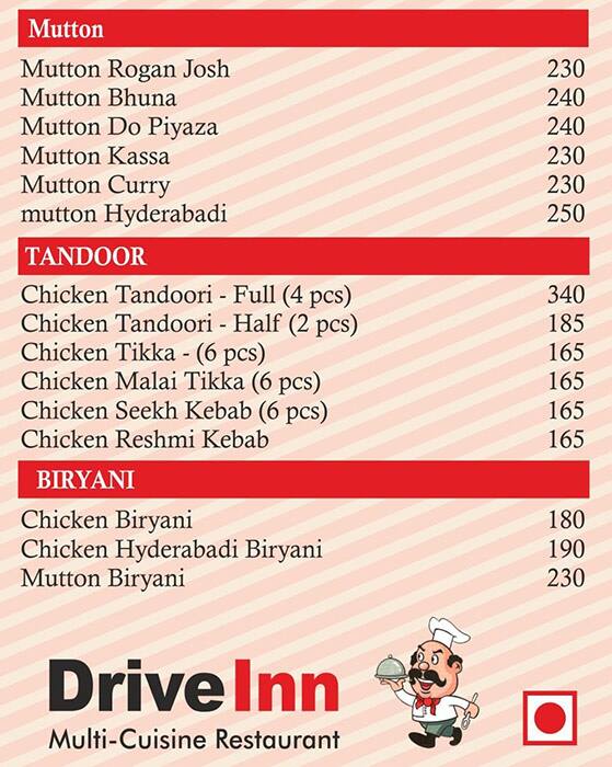 Drive Inn menu
