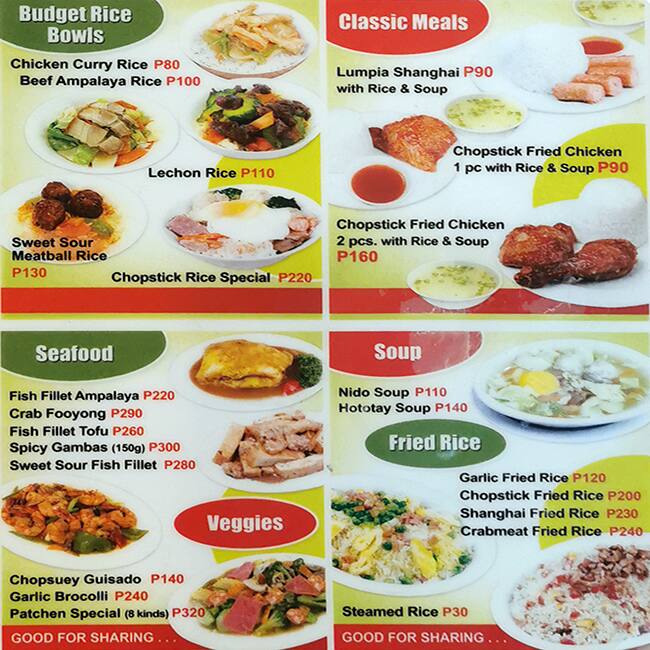 chopsticks cafe menu