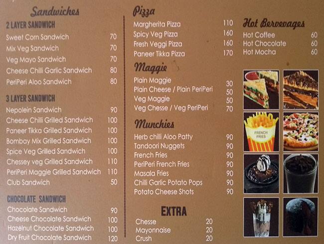 Cafe Chokolade menu