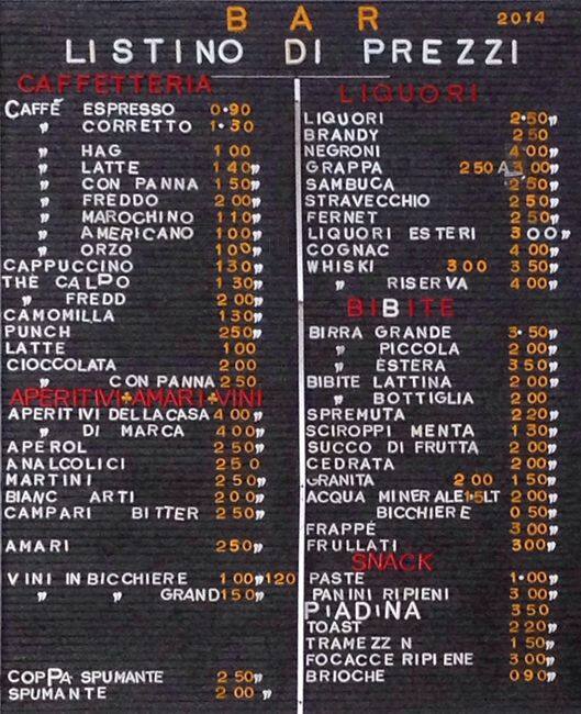 Menu di Bar Adriana 