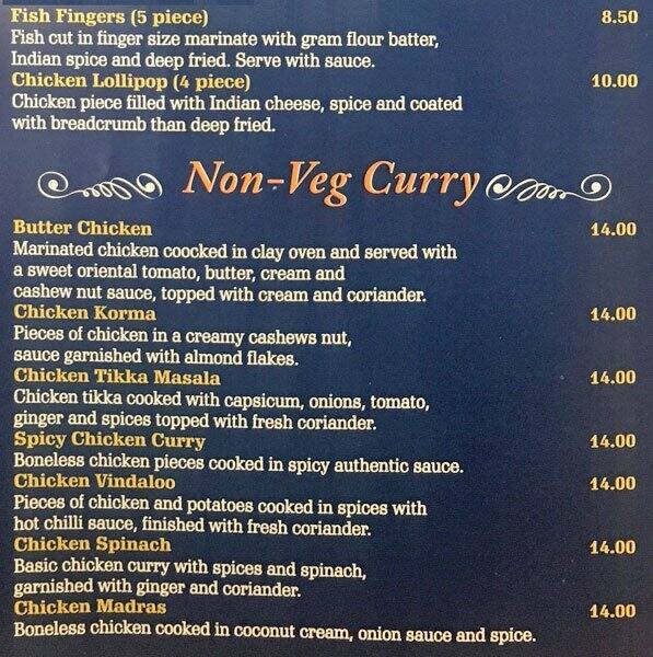 Royal Indian Restaurant Menu Prices