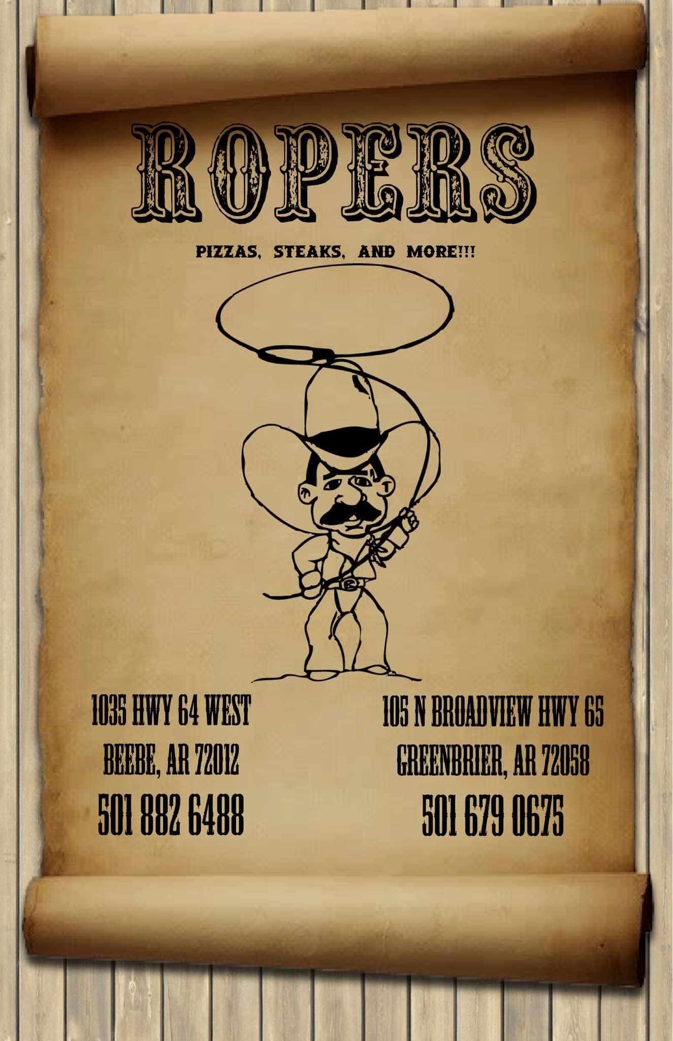 Menu at Roper's Restaurant, Greenbrier