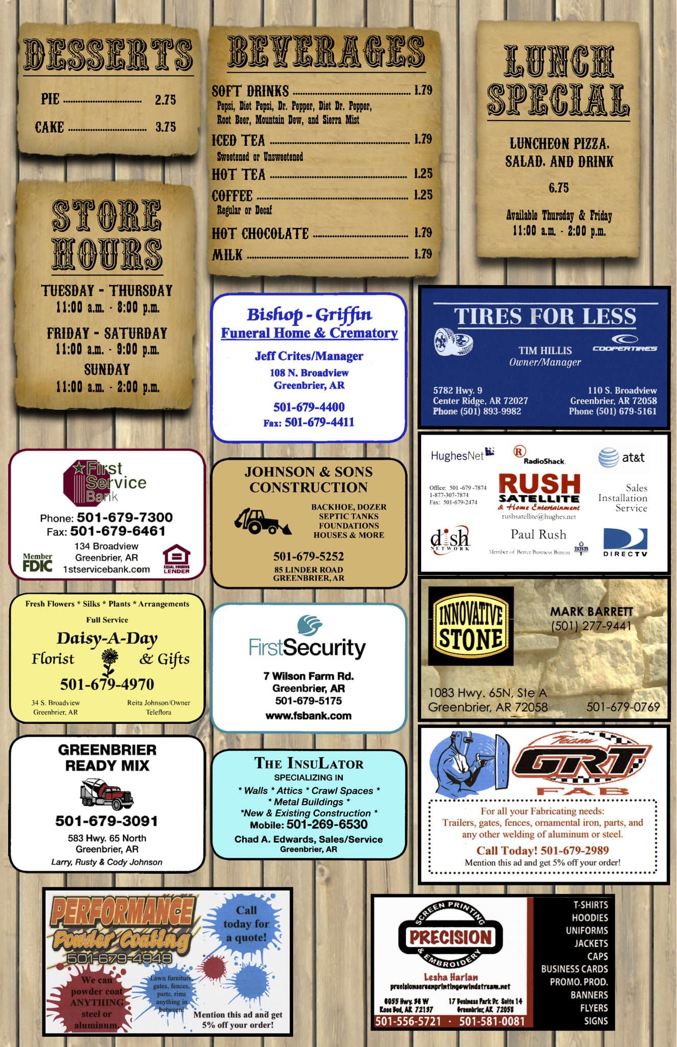 Menu at Roper's Restaurant, Greenbrier