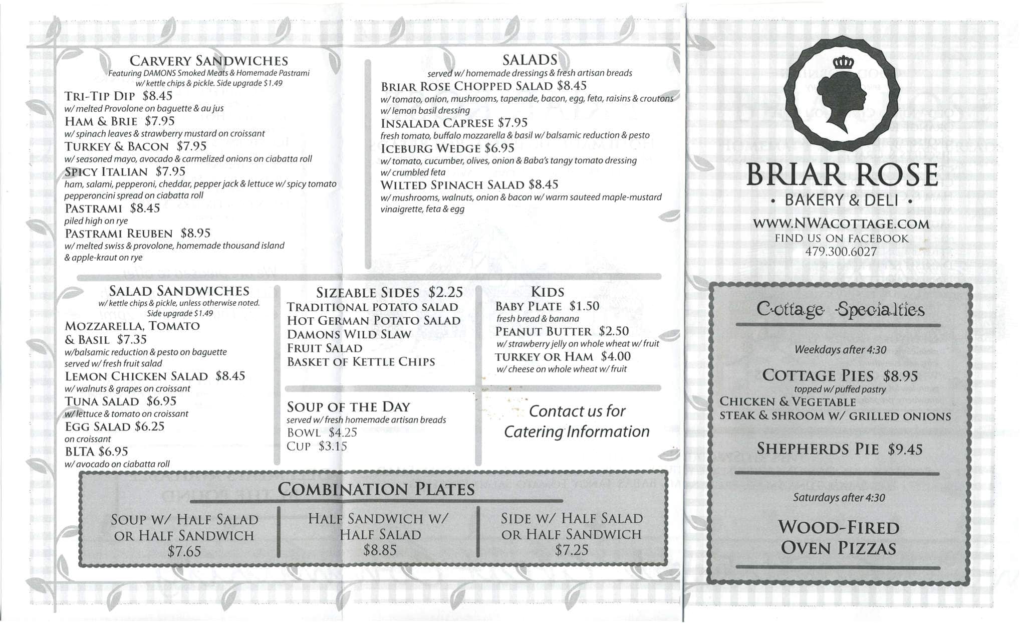 Menu at Briar Rose Bakery & Deli, Farmington