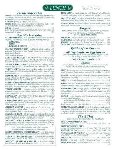 Brandy's Restaurant & Bakery Menu - Urbanspoon/Zomato