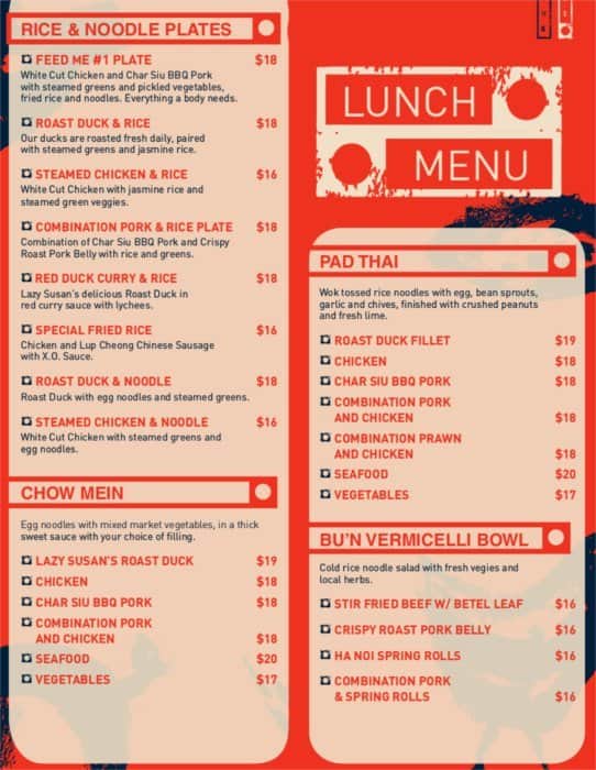 Lazy Susan's Eating House, Darwin, Darwin का मेनू Urbanspoon/Zomato