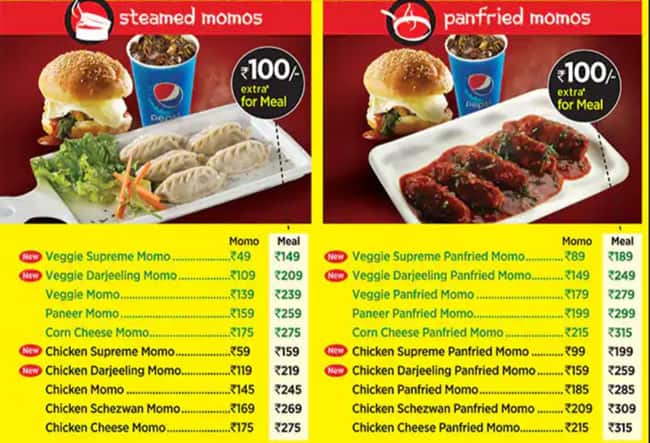 Menu of WOW Momo Airoli Navi Mumbai