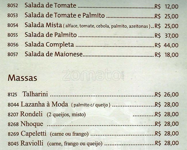 A Quinta do Marquês cardápio