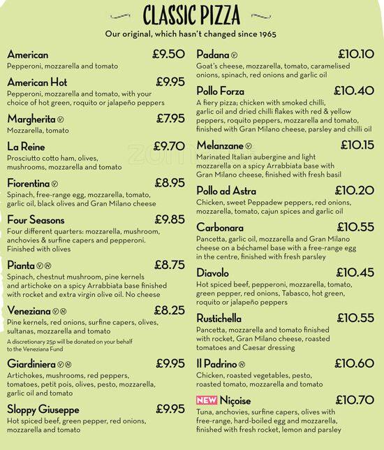 PizzaExpress menu