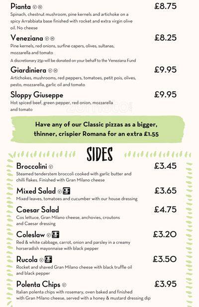 PizzaExpress menu