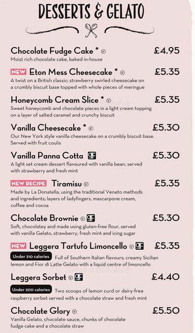 PizzaExpress menu