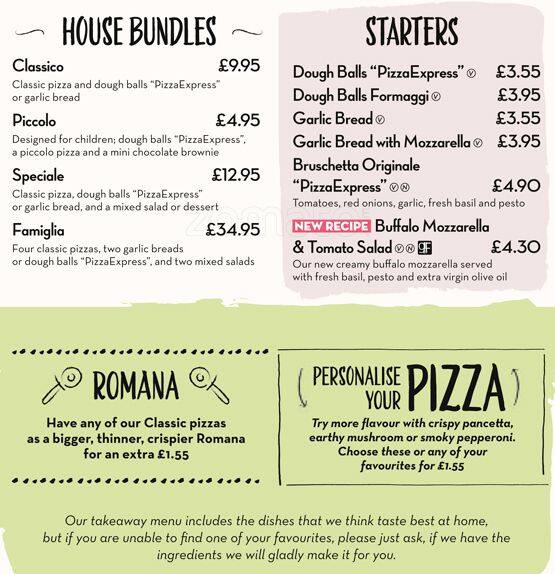 PizzaExpress menu