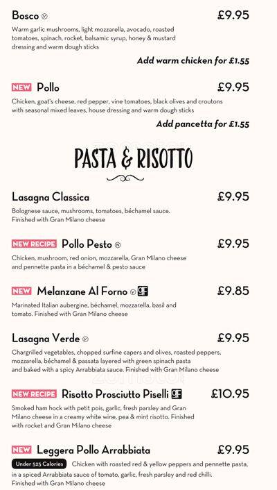 PizzaExpress menu