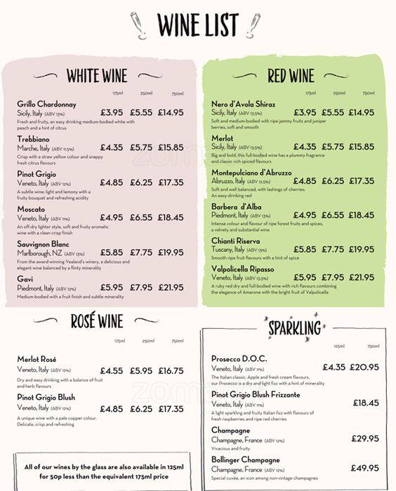 PizzaExpress menu